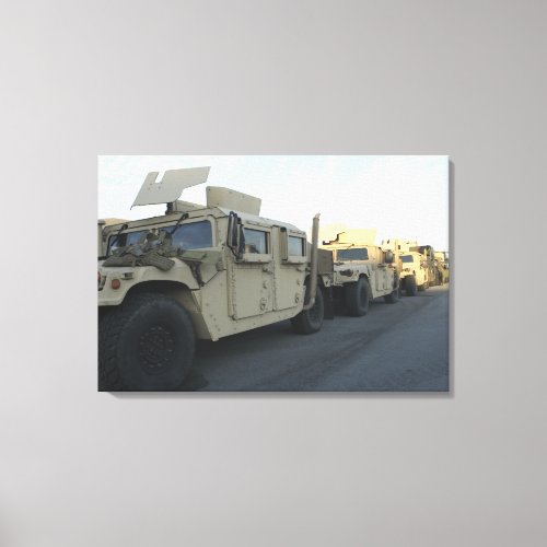 Humvees sit on the pier at Morehead City Canvas Print