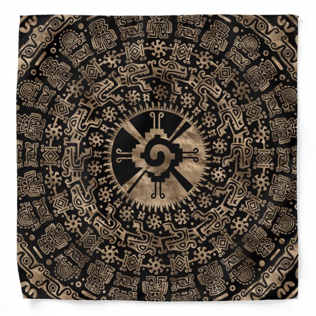Hunab Ku Gold on black Bandana (Front)
