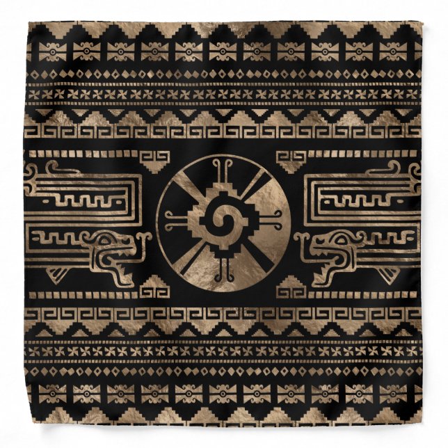 Hunab Ku Gold on black Bandana (Front)