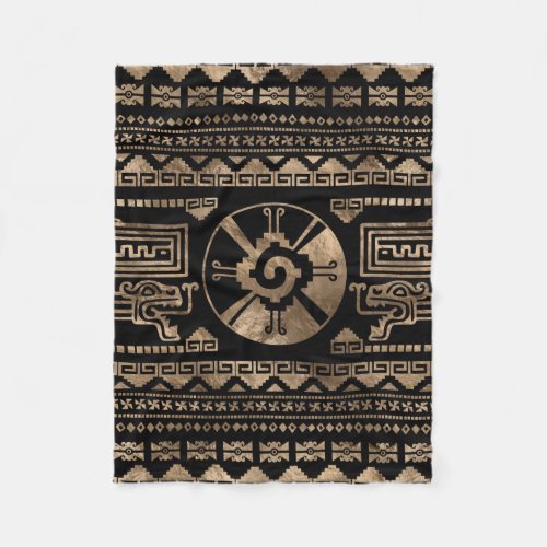 Hunab Ku Gold on black Fleece Blanket