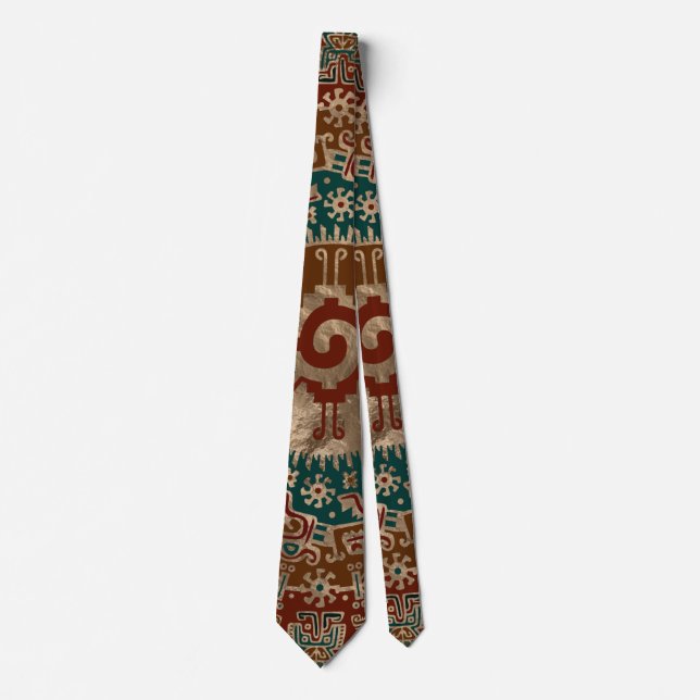 Hunab Ku Gold Red and Teal Neck Tie (Front)