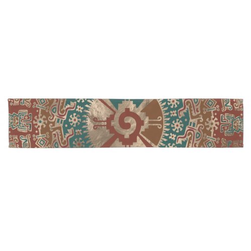 Hunab Ku Gold Red and Teal Short Table Runner