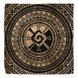 Hunab Ku Mayan symbol black and gold Bandana