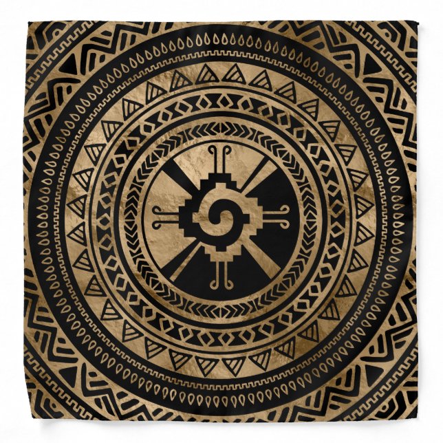 Hunab Ku Mayan symbol black and gold Bandana (Front)