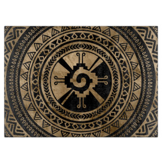 Hunab Ku Mayan symbol black and gold Cutting Board