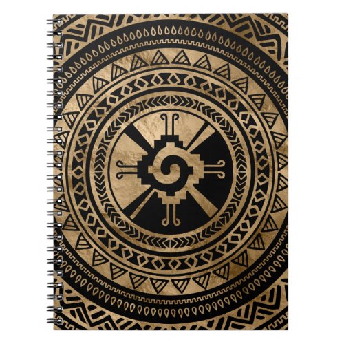 Hunab Ku Mayan symbol black and gold Notebook