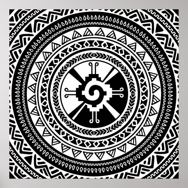 Hunab Ku Mayan symbol black and gold Poster (Front)