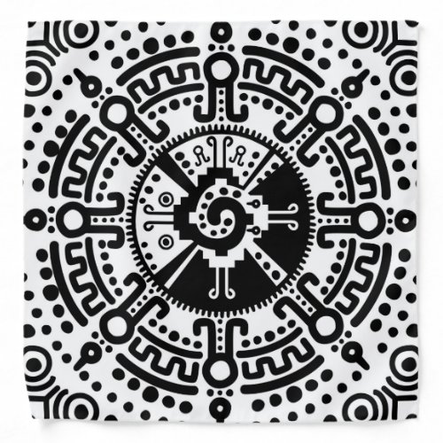 Hunab Ku Mayan symbol black and white 3 Bandana