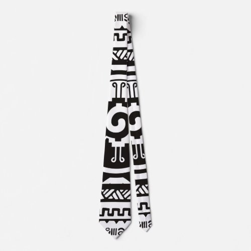 Hunab Ku Mayan symbol black and white Neck Tie