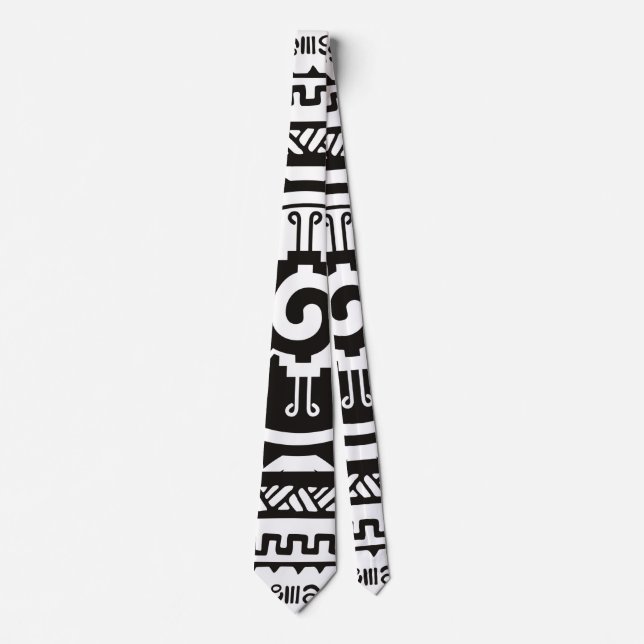Hunab Ku Mayan symbol black and white Neck Tie (Front)