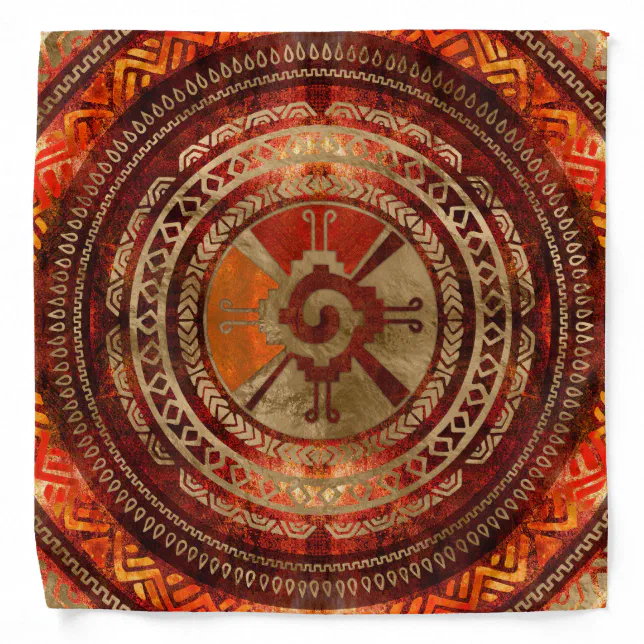 Hunab Ku Mayan symbol Burnt Orange and Gold Bandana | Zazzle