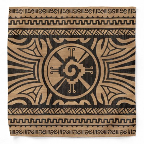 Hunab Ku Mayan symbol Wooden Texture Bandana