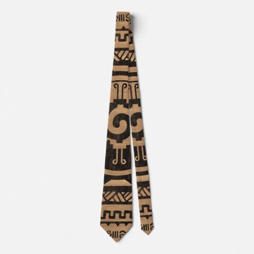 Hunab Ku Mayan symbol Wooden Texture Neck Tie