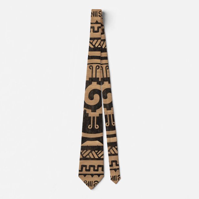 Hunab Ku Mayan symbol Wooden Texture Neck Tie (Front)