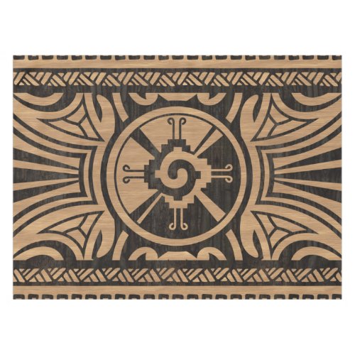 Hunab Ku Mayan symbol Wooden Texture Tablecloth