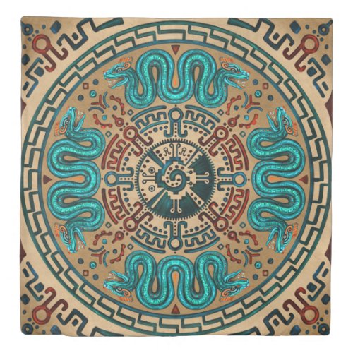 Hunab Ku with double headed serpent _color Duvet Cover