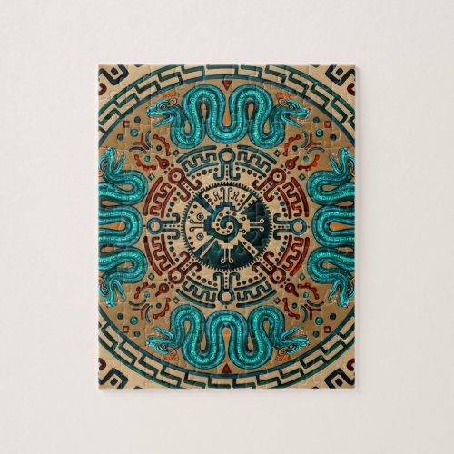 Hunab Ku with double headed serpent _color Jigsaw Puzzle