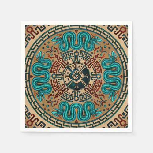 Hunab Ku with double headed serpent _color Napkins