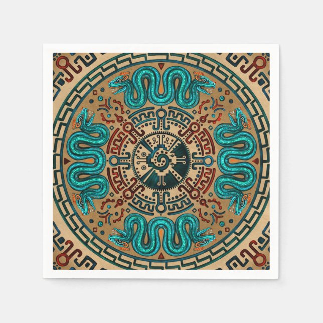Hunab Ku with double headed serpent -color Napkins (Front)