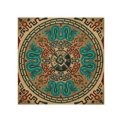 Hunab Ku with double headed serpent _color Wood Wall Art