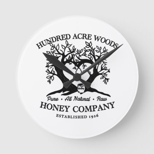 Hundred Acre Wood Honey Company Round Clock