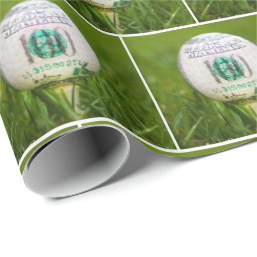 Hundred Dollar Bill Golf Ball  Wrapping Paper