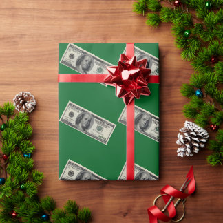 Hundred Dollar Bill Green Wrapping Paper