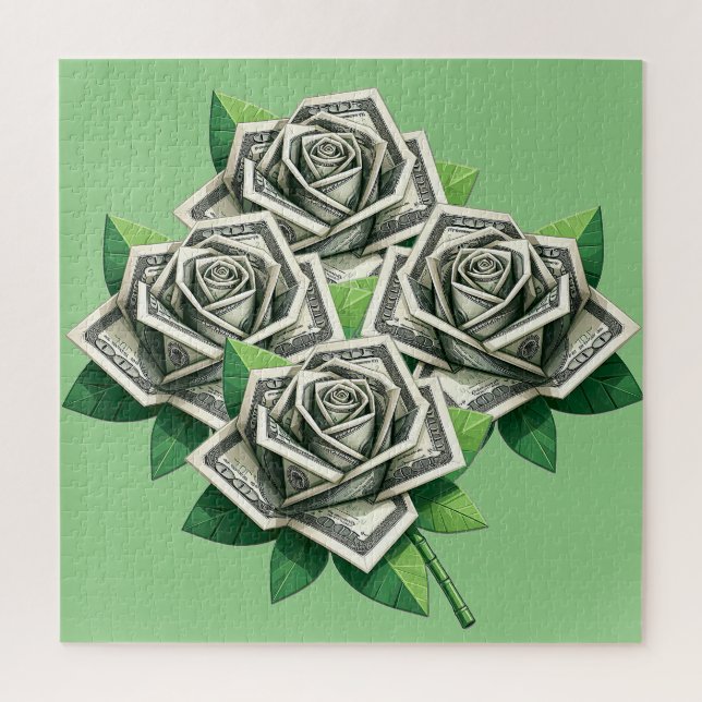 hundred dollar bills origami roses money art  jigsaw puzzle (Vertical)