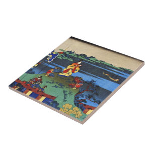 Hundred Poems Explained by the Nurse Hokusai Ceramic Tile