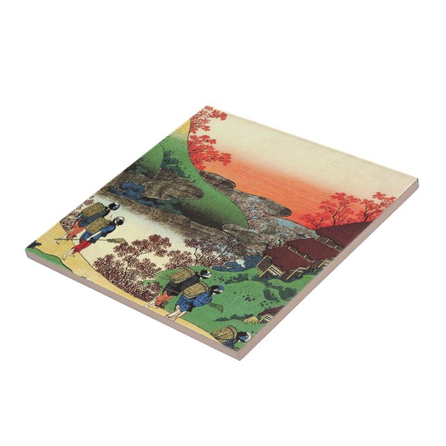 Hundred Poems Explained by the Nurse Hokusai Ceramic Tile (Side)