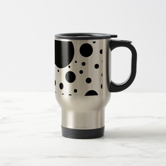 Hundreds of Black Dots and Circles in Varying Size Travel Mug (Right)