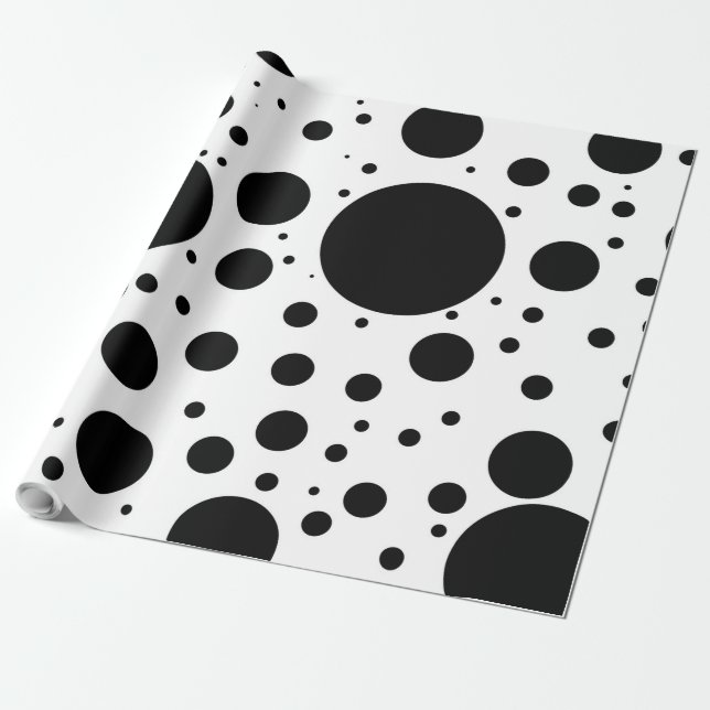 Hundreds of Black Dots and Circles in Varying Size Wrapping Paper (Unrolled)