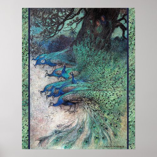 HUNDREDS OF PEACOCKS PRINT OR DECOUPAGE PAPER