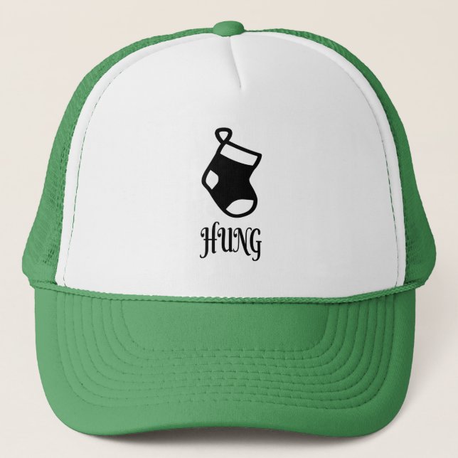Hung Stocking Christmas Funny Sarcastic Trucker Hat (Front)