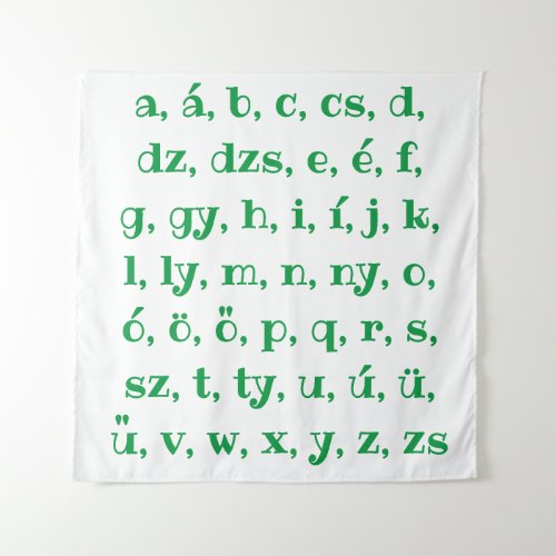 Hungarian alphabet in  green tapestry