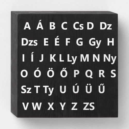 Hungarian alphabet wooden box sign
