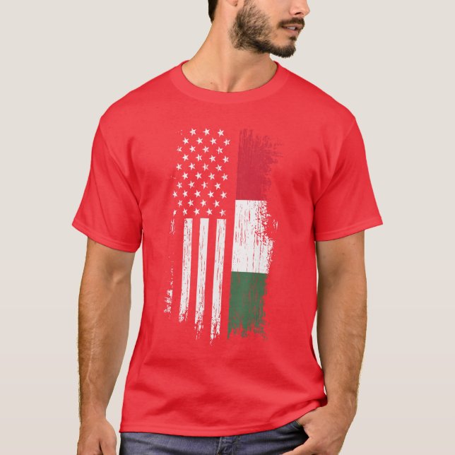 Hungarian American Flag Pride Hungary USA gift T-Shirt (Front)