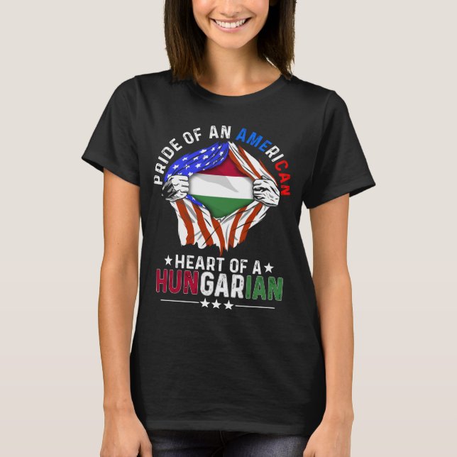 Hungarian American Foreign Hungary Flag T-Shirt (Front)