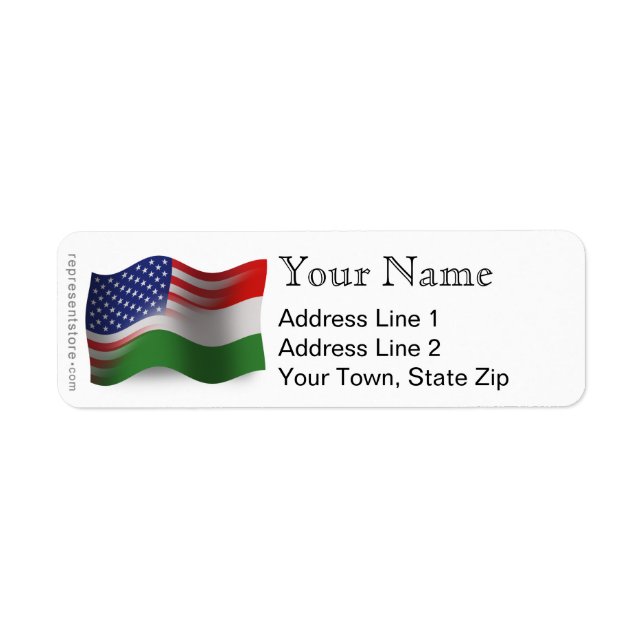 Hungarian-American Waving Flag Label (Front)