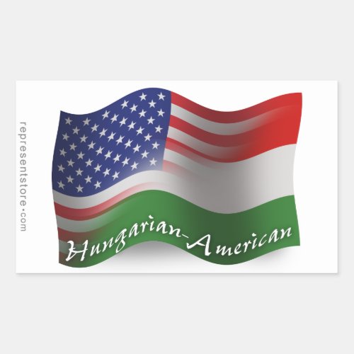 Hungarian_American Waving Flag Rectangular Sticker