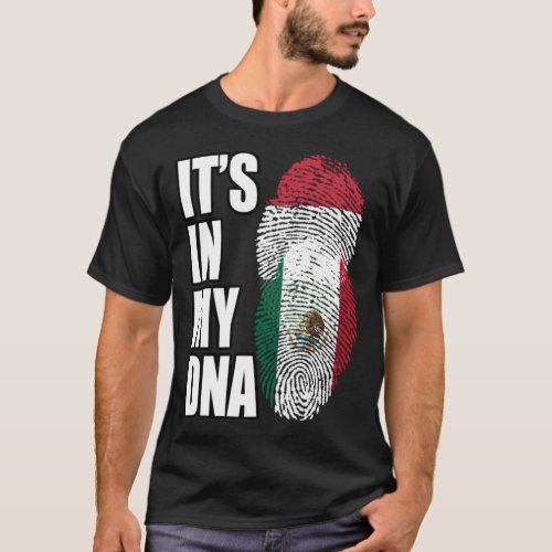 Hungarian And Mexican Mix Heritage DNA Flag T_Shirt