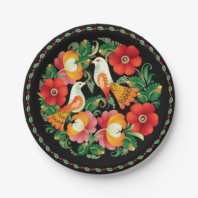 Hungarian Birds Paper Plates (Front)