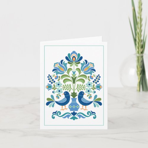 Hungarian Blue Birds Greeting Card