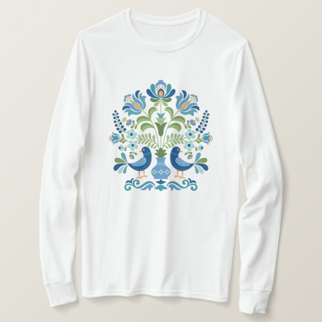 Hungarian Blue Birds T-Shirt (Design Front)