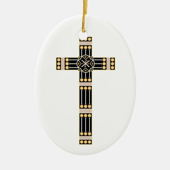 hungarian catholic cross religion god symbol stole ceramic ornament (Front)