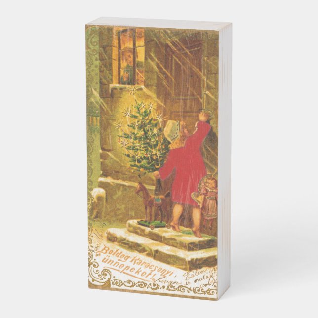 Hungarian Christmas from 1896 Wooden Box Sign (Angled Vertical)