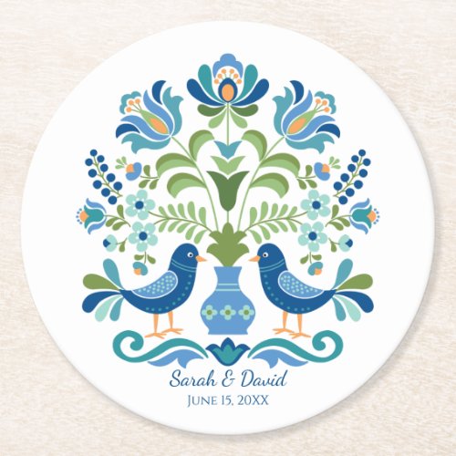 Hungarian Design Blue Birds Coaster