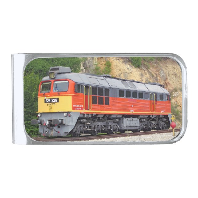 Hungarian Diesel Locomotive M62 Train Silver Finish Money Clip (Front)