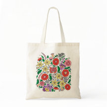 Hungarian embroidery inspired tote bag