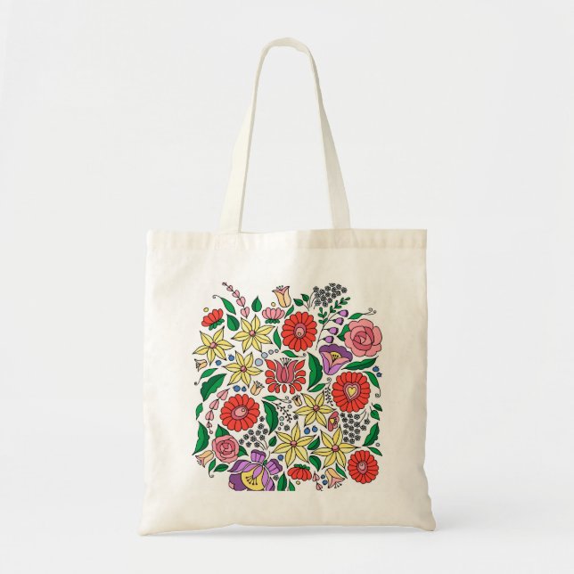 Hungarian embroidery inspired tote bag (Front)